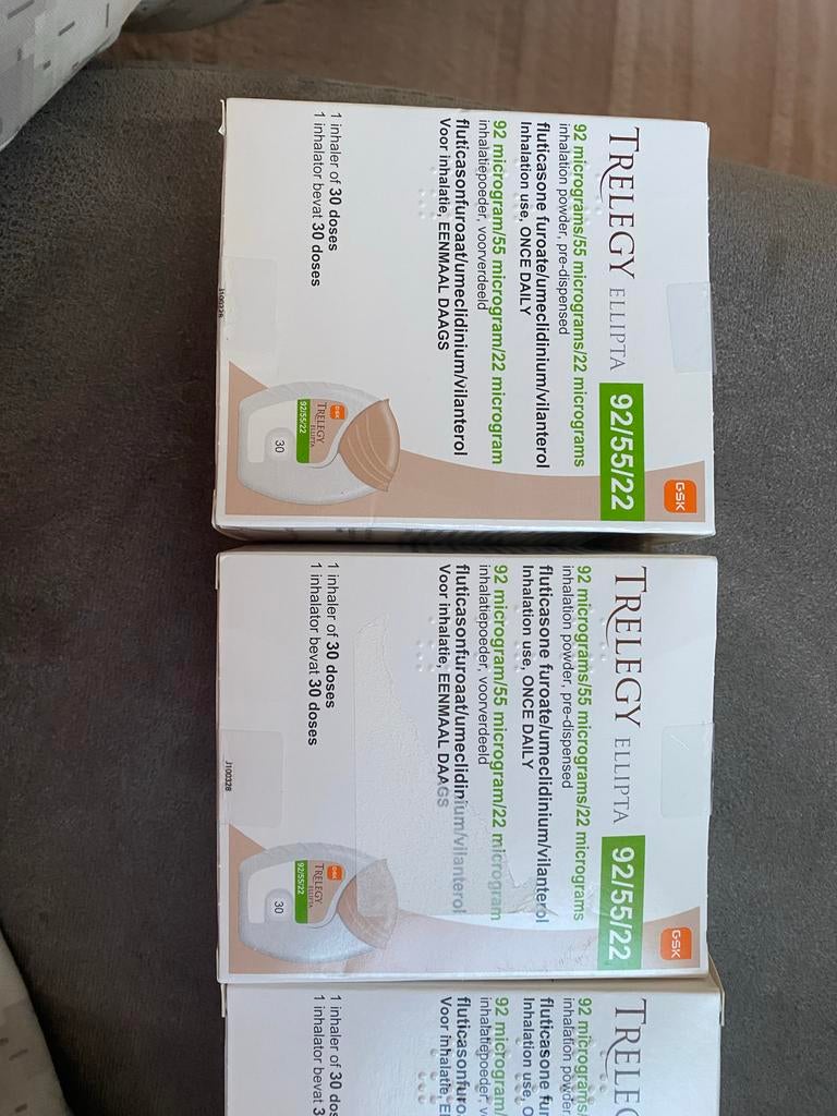 Trelegy Ellipta 92/55/22 mcg Inhalator - 30 doses, Ophalen of Verzenden, Nieuw