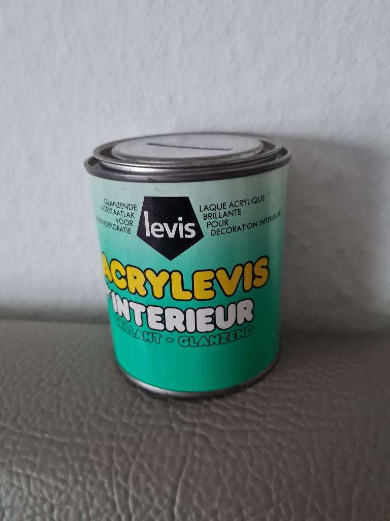 spaarpot in blik Levis, Ophalen of Verzenden, Metaal of Blik, Overige thema's