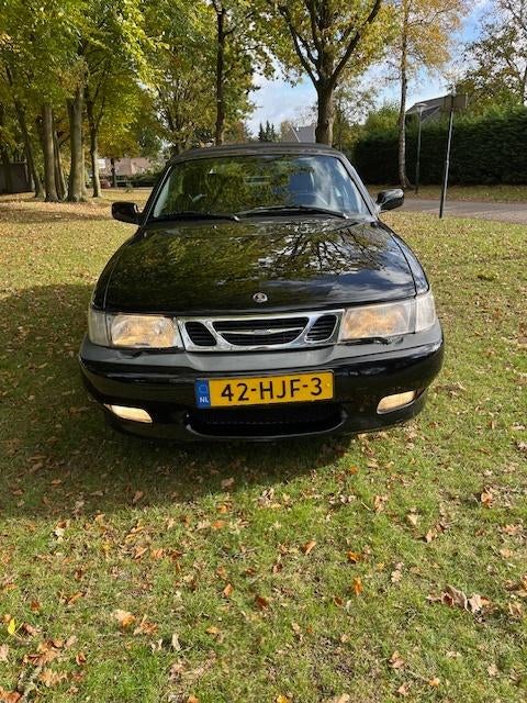 Saab 93 Cabrio Zwart 2.0 Turbo Aero 206 PK bj 2002, Auto's, Saab, Automaat, Zwart, 4 cilinders, 4 stoelen