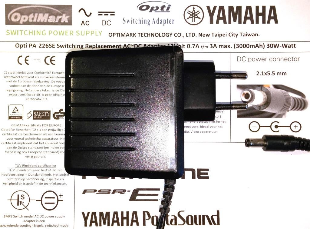 Yamaha Adapter Optimark PA-226 12V 10V 1.5A 2A 3A Keyboard