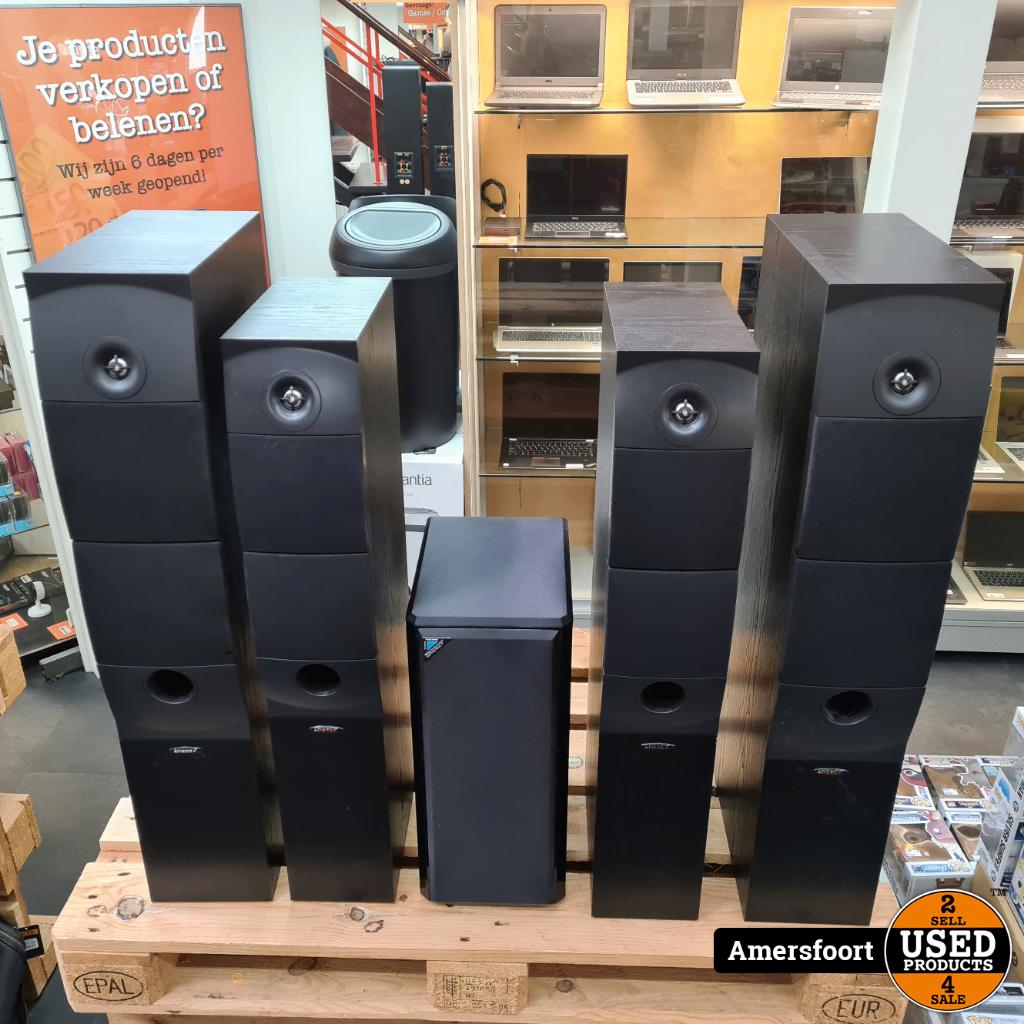 Energy Speaker Systeem | XL-25 | XL-26 | RVS | 5 Speakers, Zo goed als nieuw, Complete surroundset, 120 watt of meer, Ophalen