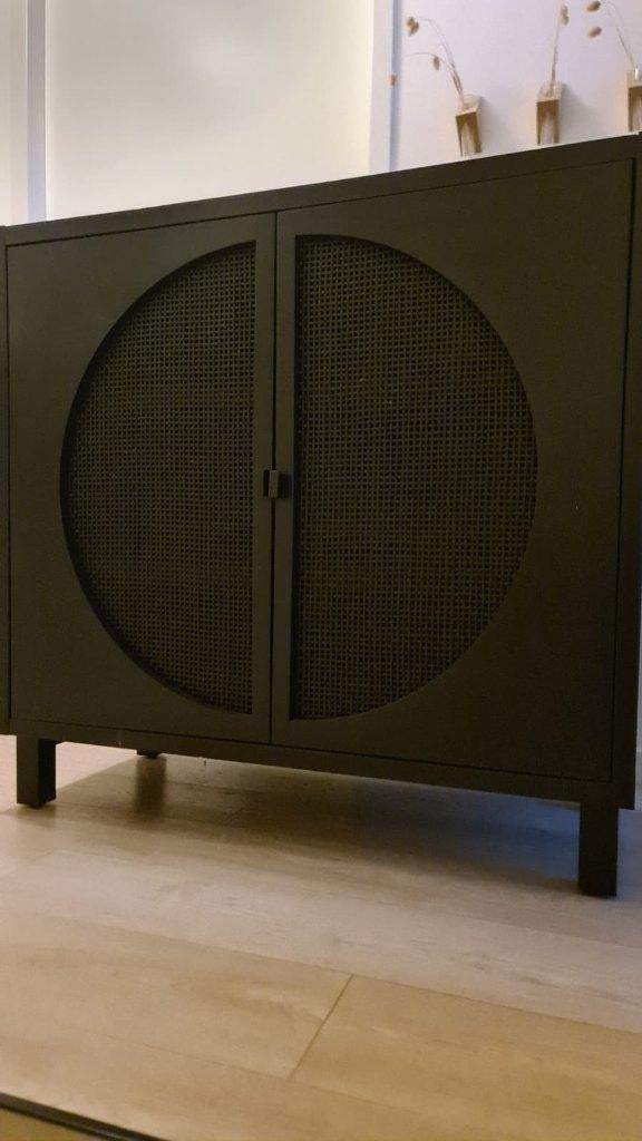 Kast Amelie webbing 2-deurs zwart, zwarte greep, Ophalen, 50 tot 100 cm, Minder dan 100 cm, 25 tot 50 cm