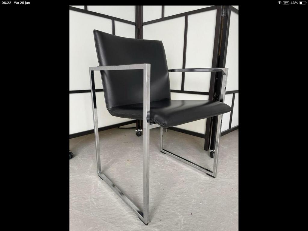 4 Arco Frame XL eetkamerstoelen, Huis en Inrichting, Gebruikt, Zwart, Leer, Ophalen of Verzenden