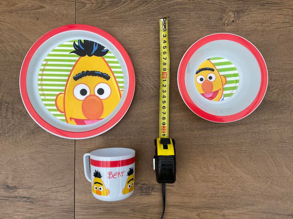 3 nieuwe zgan Bert servies van Bert en Ernie Sesamstraat, Ophalen, Overige figuren, Nieuw, Gebruiksvoorwerp