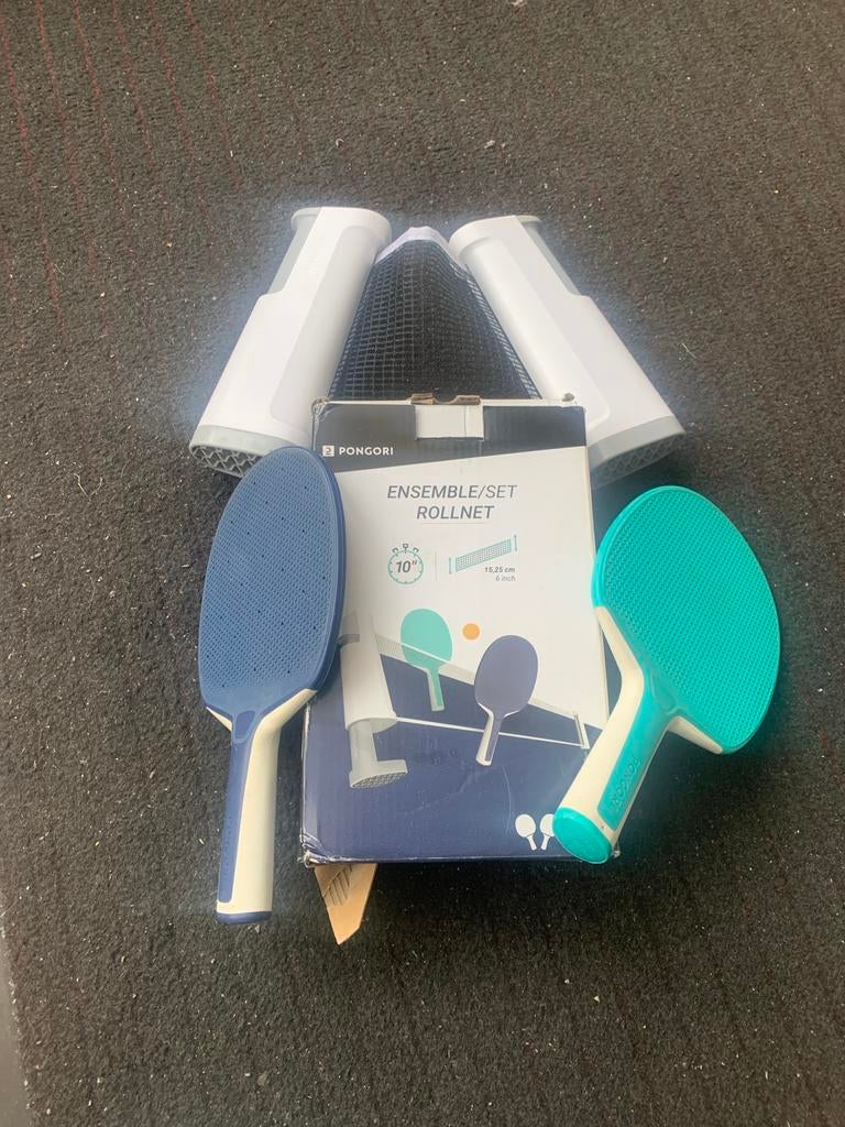Pongori tafeltennis set met net en batjes, Sport en Fitness, Tafeltennis, Ophalen of Verzenden, Gebruikt, Net, Batje(s) of Balletje(s)