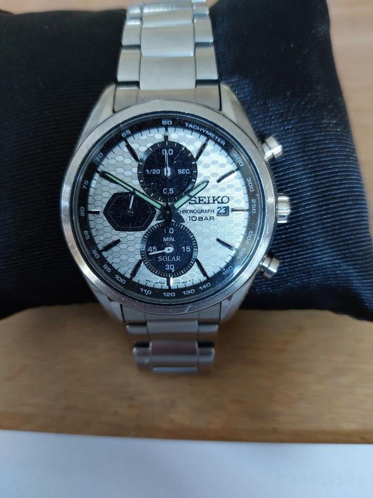 Seiko Solar Chronograaf V176, Ophalen of Verzenden, Staal, Seiko