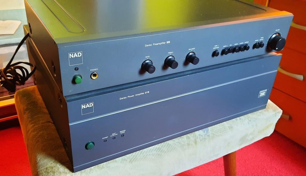 Nad 216 thx eindversterker en Nad 106 voorversterker ✅️, Ophalen, Gebruikt, 120 watt of meer, Overige merken