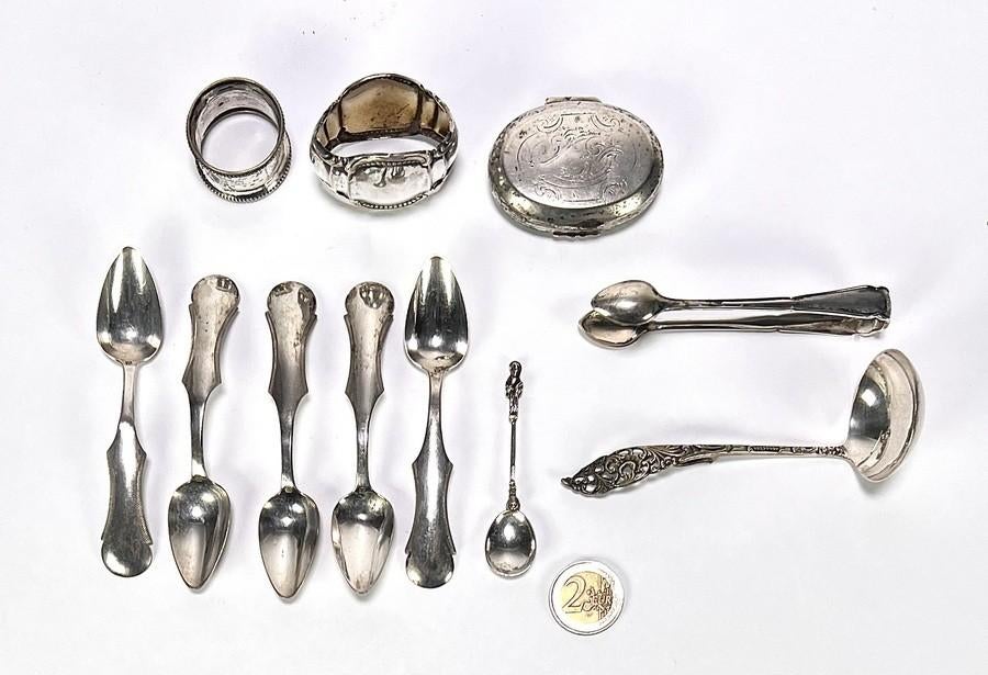 1316. Convoluut zilver – bestek en doosje, 19e/20e eeuw, Antiek en Kunst, Ophalen of Verzenden