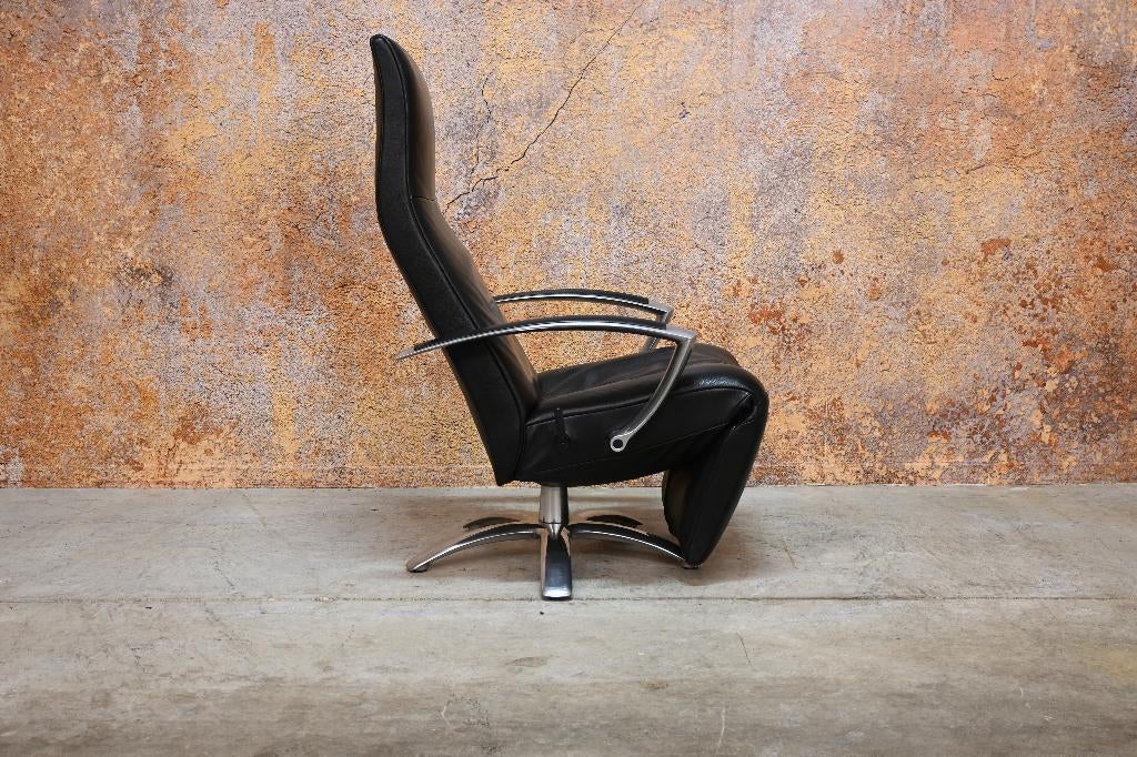 IZGStaat zwarte leren Jori Brainbuilder design relaxfauteuil, Huis en Inrichting, Fauteuils, Jori, 100 tot 125 cm, Leer, Ophalen of Verzenden