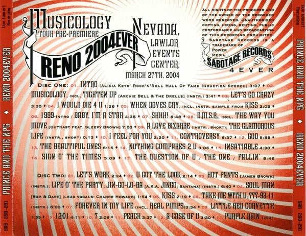 PRINCE - RENO 2004EVER (2CD), Verzenden, 2000 - 2009, Nieuw in verpakking