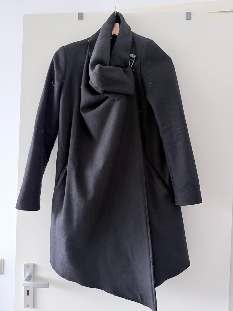 AllSaints zwarte wollen jas maat 36, Ophalen of Verzenden, Gedragen, Maat 36 (S), Zwart