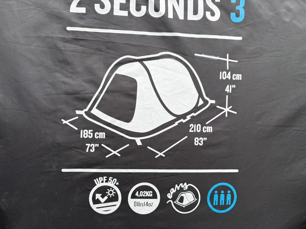 QUECHUA Pop-up tent voor 3 personen, 2 Seconden, Caravans en Kamperen, Ophalen of Verzenden, Zo goed als nieuw, Tot en met 2