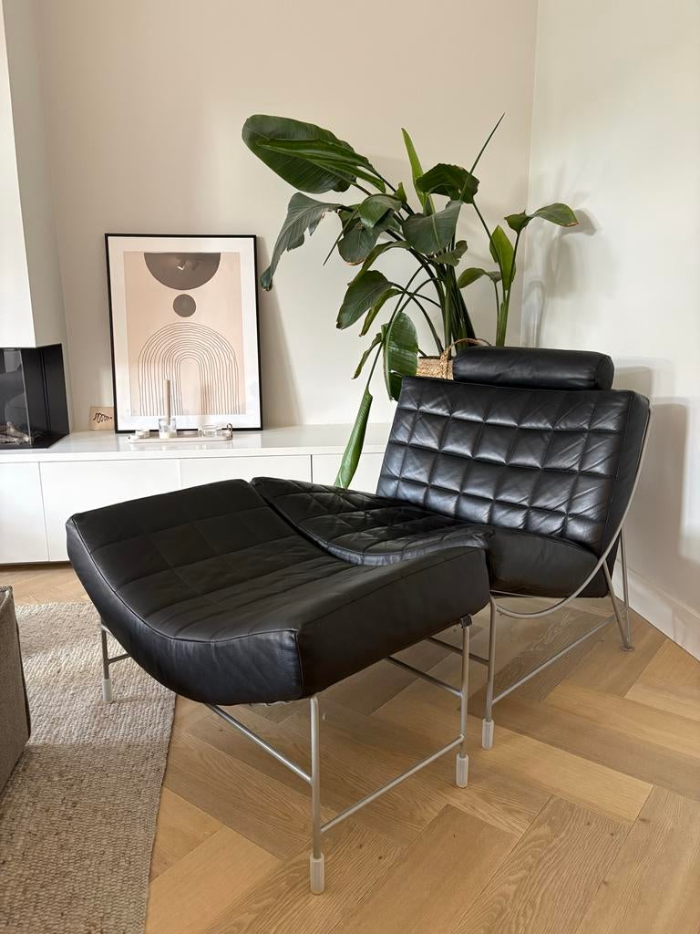 Zwarte gebruikte fauteuil Leolux Volare, Ophalen, Gebruikt, 75 tot 100 cm, Metaal