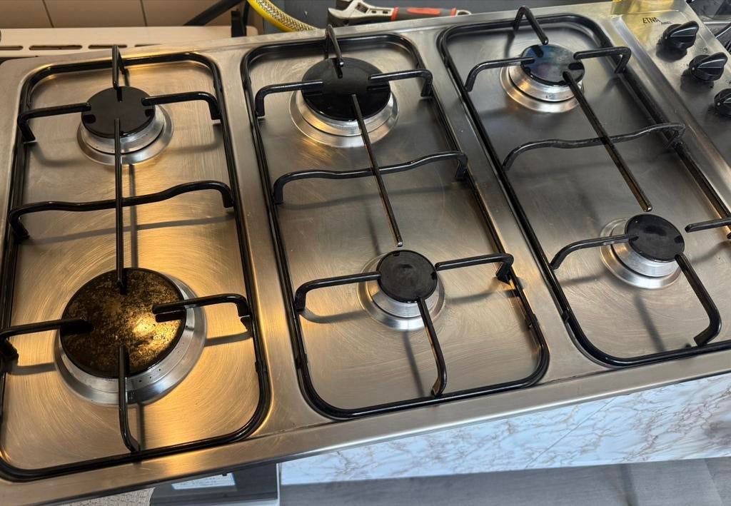 Etna 6-pits gas kookplaat - RVS, Ophalen, Gebruikt, Inbouw, Gas