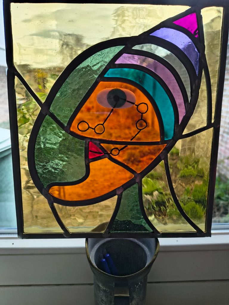 Glas in lood raampje, Doe-het-zelf en Verbouw, Glas en Ramen, Ophalen of Verzenden, Minder dan 80 cm, Glas in lood, Minder dan 80 cm