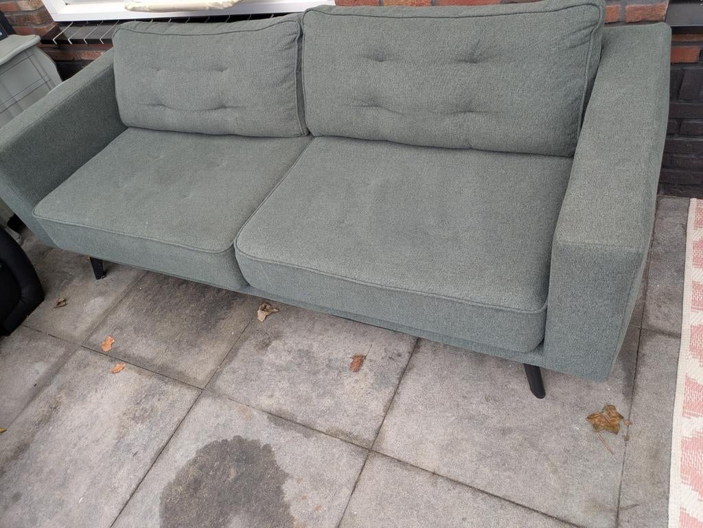 Groene stoffen bank, Ophalen, Driepersoons, 75 tot 100 cm, Zo goed als nieuw
