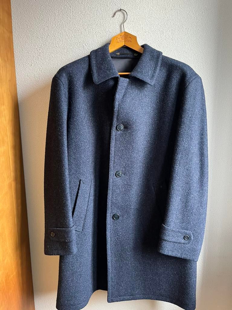 Heren wollen overjas – donkerblauw – klassiek model maat 50, Ophalen of Verzenden, Zo goed als nieuw, Maat 48/50 (M), Blauw