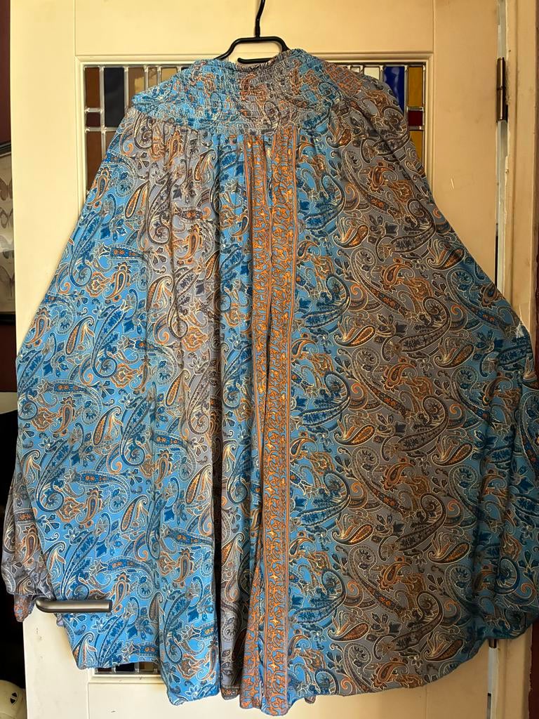 Boho Paisley broekrok  - Blauw/Oranje/Grijs, Blauw, Maat 42/44 (L), Nieuw, Ophalen of Verzenden