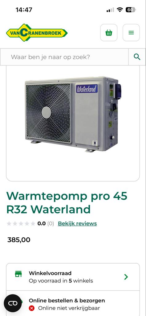 Warmtepomp Waterland 45 Pro R32 - Efficiënte Verwarming, Witgoed en Apparatuur, Ophalen, Nieuw, Verwarmen