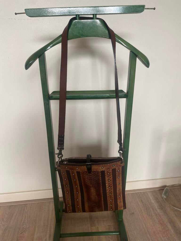 Dames tas met slangenprint, Ophalen of Verzenden, Gebruikt, Bruin, Schoudertasje