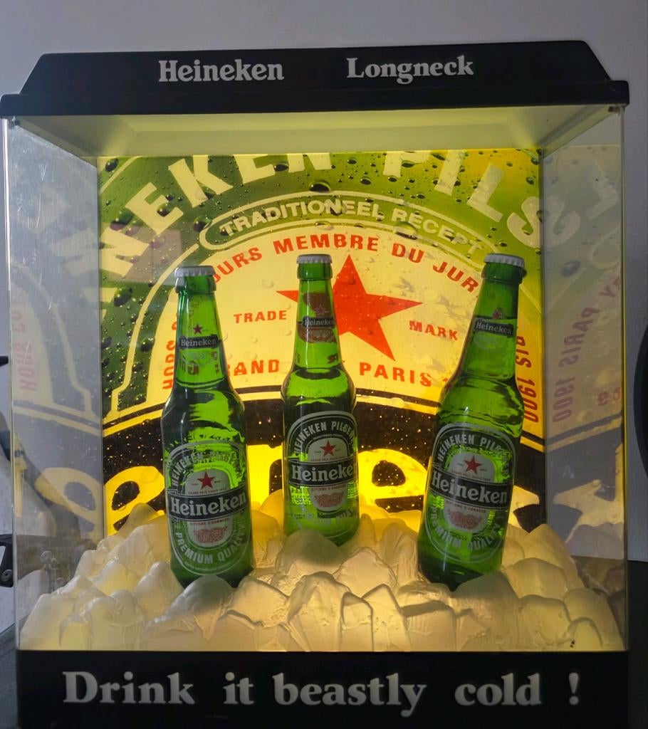 Heineken lamp lichtbak vitrine, Verzamelen, Biermerken, Heineken, Ophalen