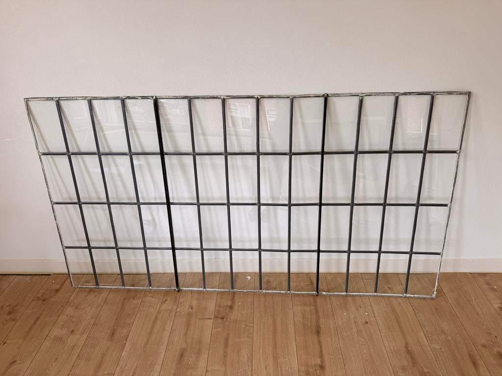 Groot glas in lood raam - 188x100 cm, Doe-het-zelf en Verbouw, Glas en Ramen, Ophalen, Gevelraam of Ruit, Gebruikt, Glas in lood