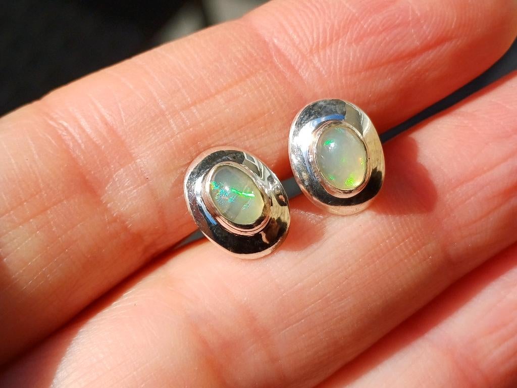 Vanoli 925 zilveren oorbellen / oorknopjes Ethiopische opaal, Sieraden, Tassen en Uiterlijk, Oorbellen, Nieuw, Knopjes of Stekers