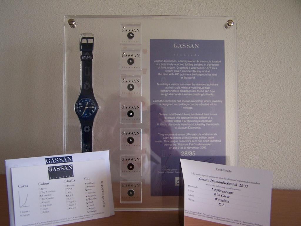 Swatch GN715 Just Blue – Gassan Diamonds 28/35  Certificaat✅, Ophalen