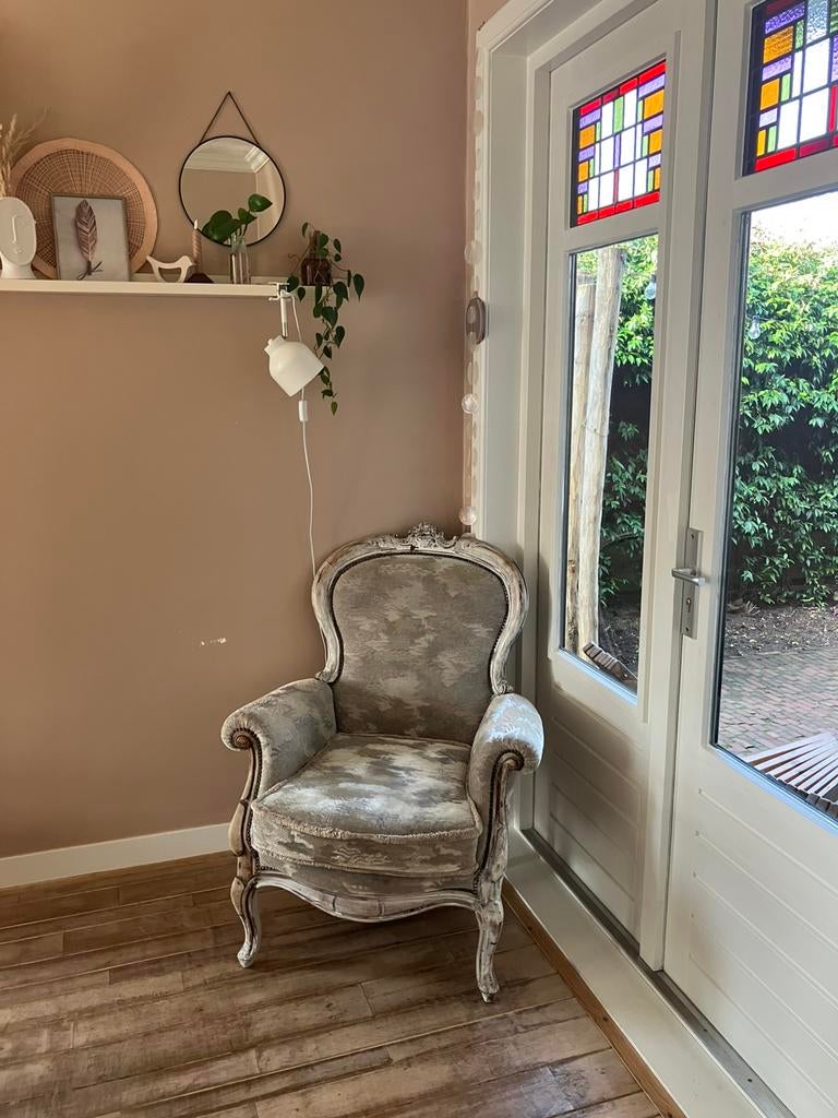 Vintage Barrok Bergère Louis XV fauteuil, Huis en Inrichting, Fauteuils, Ophalen, Gebruikt, Minder dan 75 cm, Vintage, Barrok, Bergere