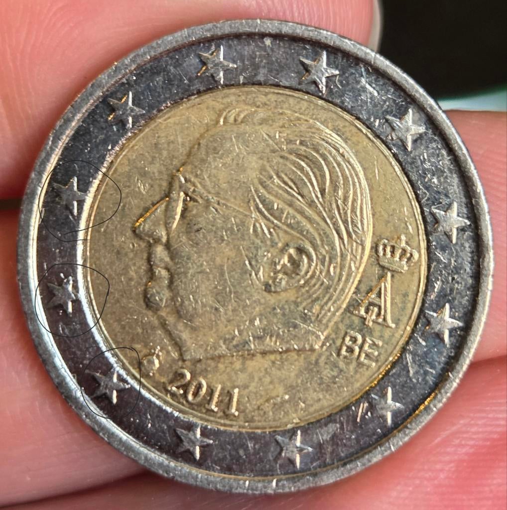 2 Euro België 2011 Error misslag, Postzegels en Munten, Munten | Europa | Euromunten, Ophalen of Verzenden, België, 2 euro, Losse munt