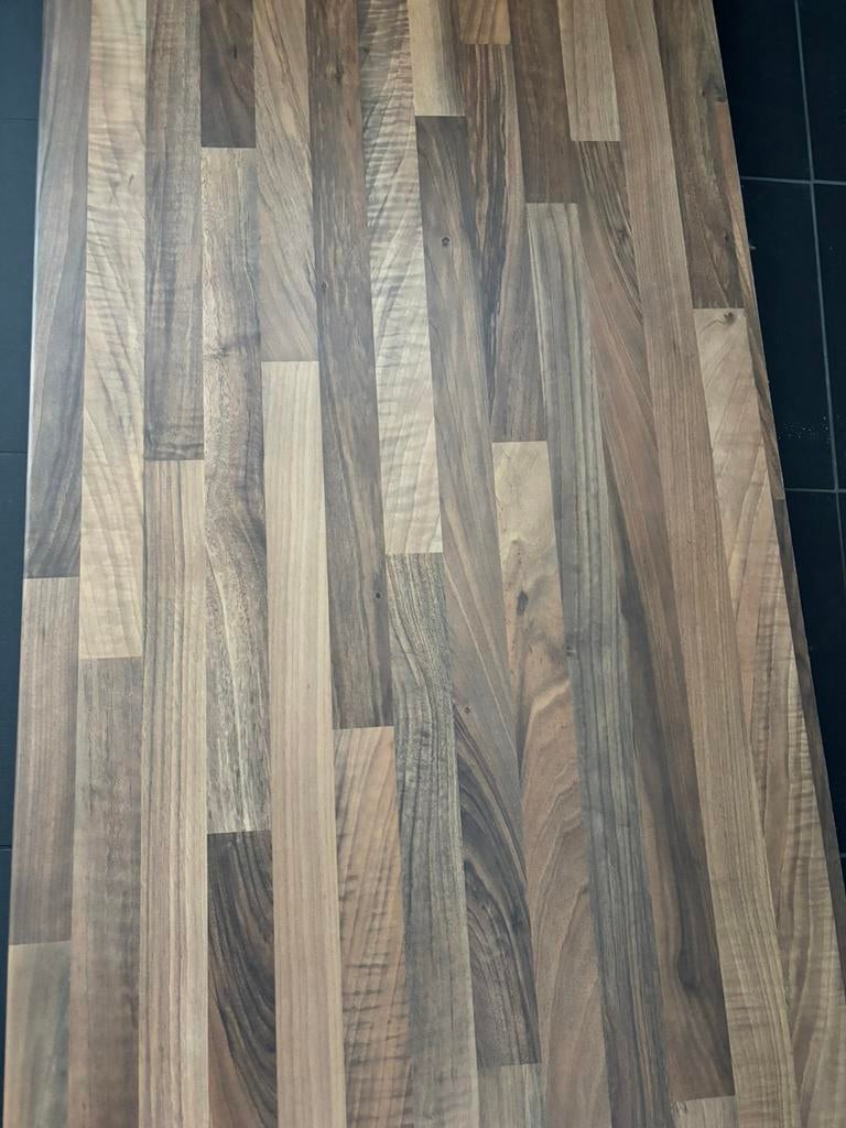 Aanrechtblad/werkblad (spaanplaat) kleur: grijs/bruin, Ophalen, Grijs, Zo goed als nieuw, 200 cm of meer