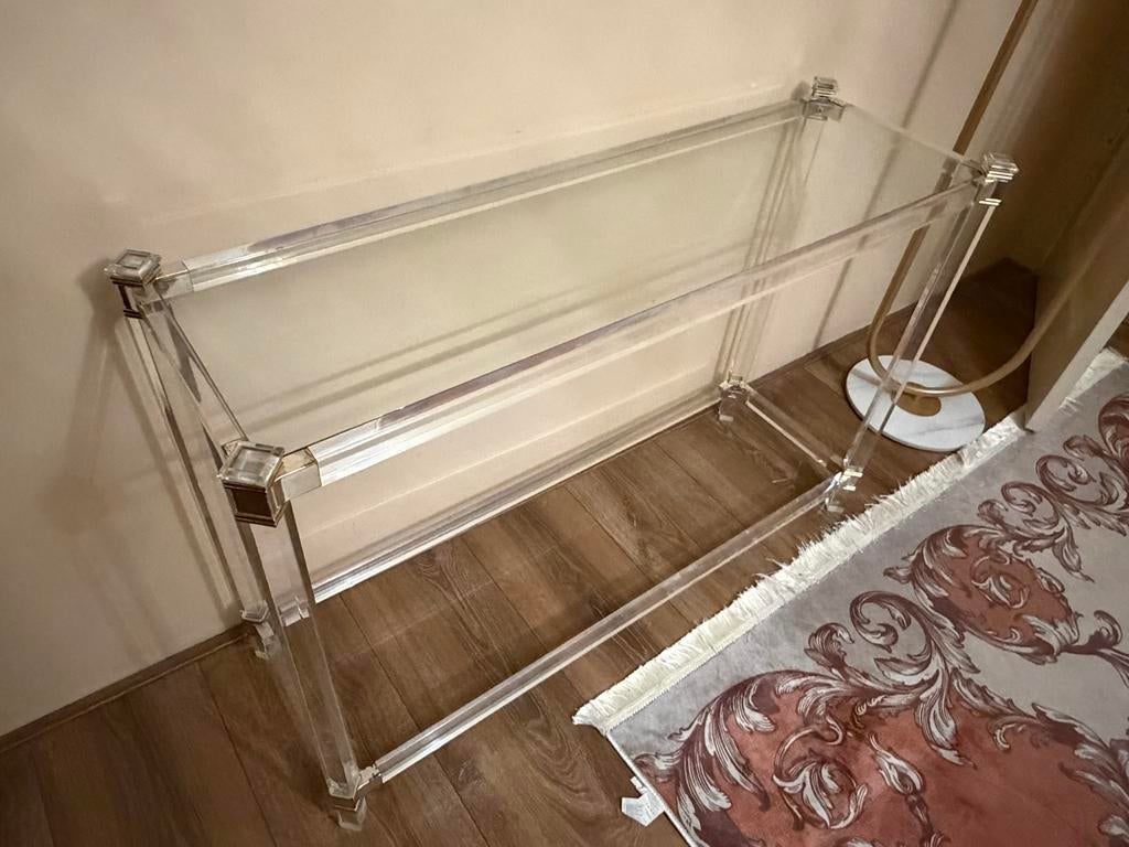 Hollywood Regency Sidetable - Plexiglas & Glas, Ophalen, Gebruikt, Glas