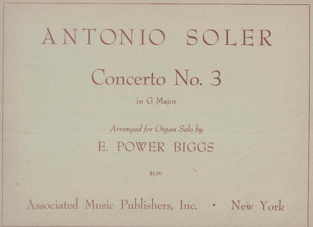 ANTONIO SOLER - Concerto No. 3, Ophalen of Verzenden, Gebruikt, Artiest of Componist, Populair