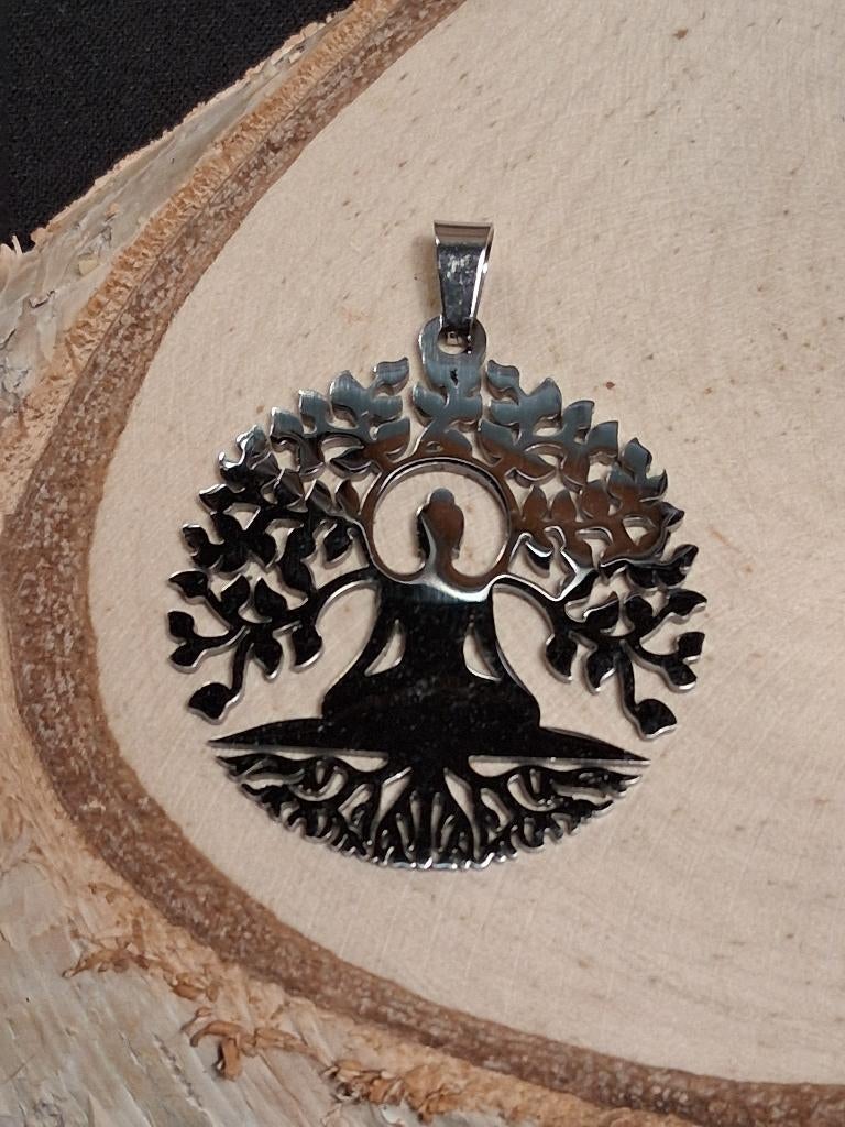 zilverkleurige hanger Bodhiboom Boeddha, Ophalen of Verzenden, Nieuw, Zilver, Overige materialen