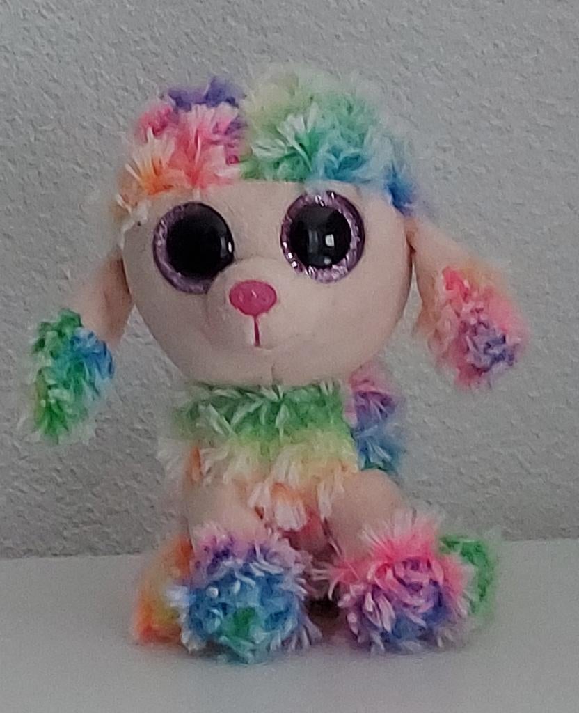Ty Beanie Boo's Rainbow- De Regenboog Poedel 15 cm, Ophalen, Overige karakters, Hond, Zo goed als nieuw