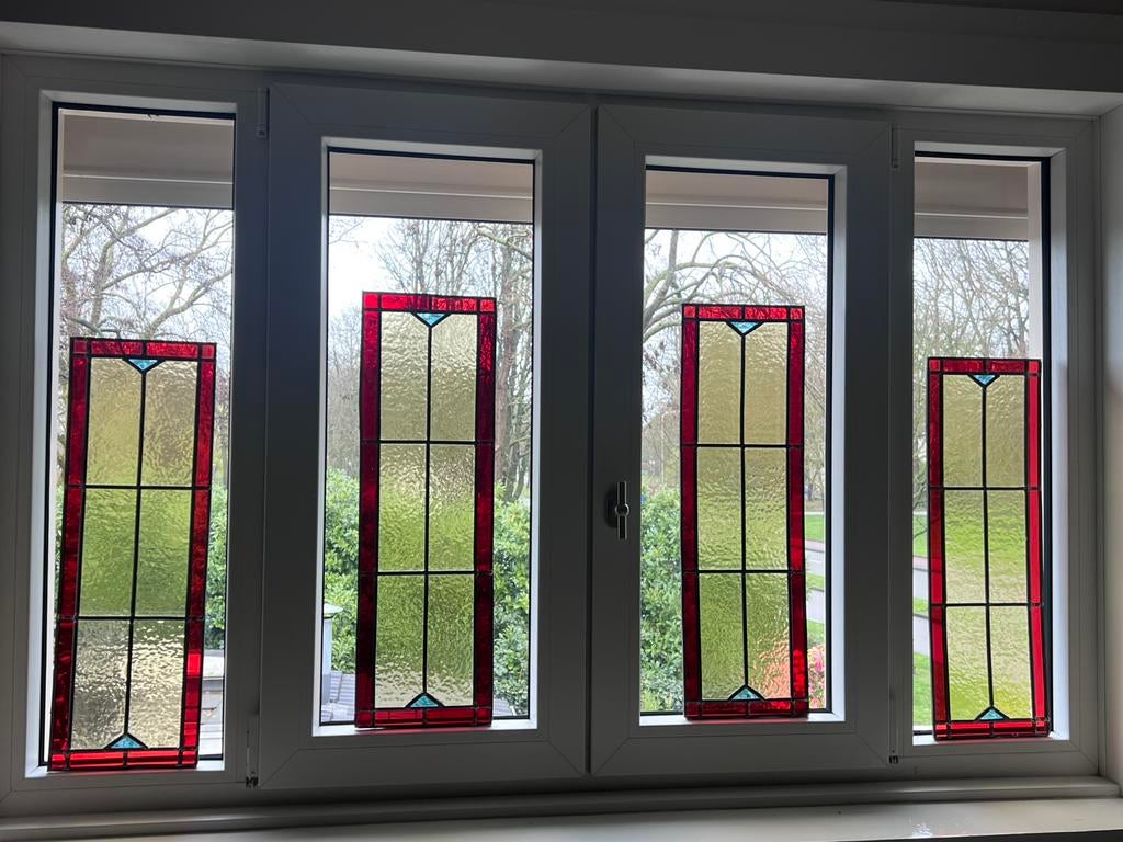 Set van 4 glas in lood voorzetramen 2x21x64,5cm+2x21x68 cm, Ophalen