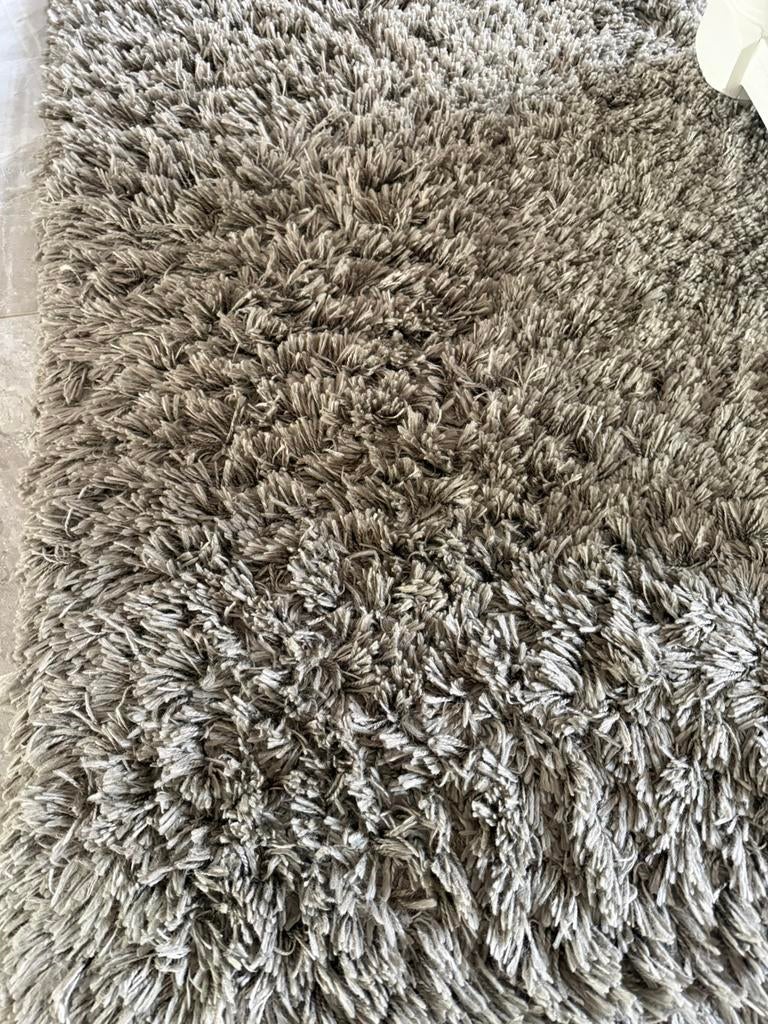 Mooi vloerkleed 1.60 Bij 2.30 hoogpolig taupe kleur, Ophalen of Verzenden, Gebruikt