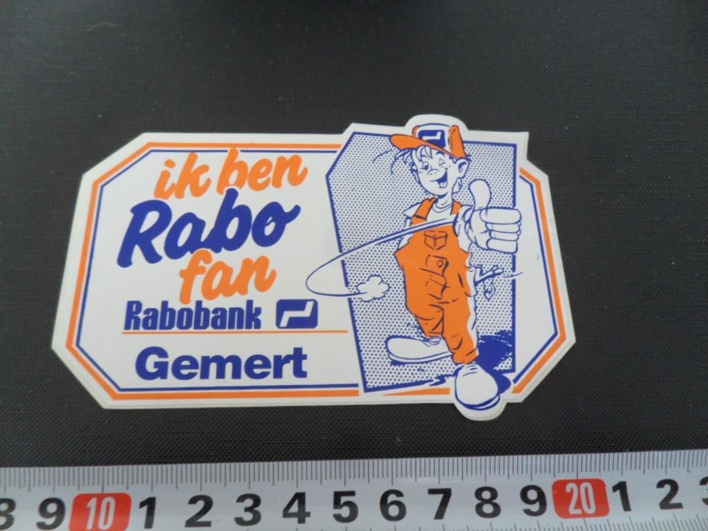 sticker GEMERT ik ben rabo fan - rabobank - duim omhoog *, Ophalen, Zo goed als nieuw