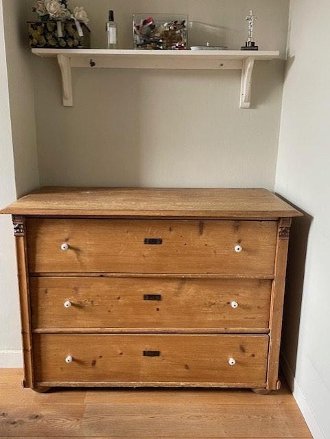 vintage ladekast commode grenen hout, Huis en Inrichting, Ophalen, Gebruikt, 100 tot 150 cm, 3 of 4 laden