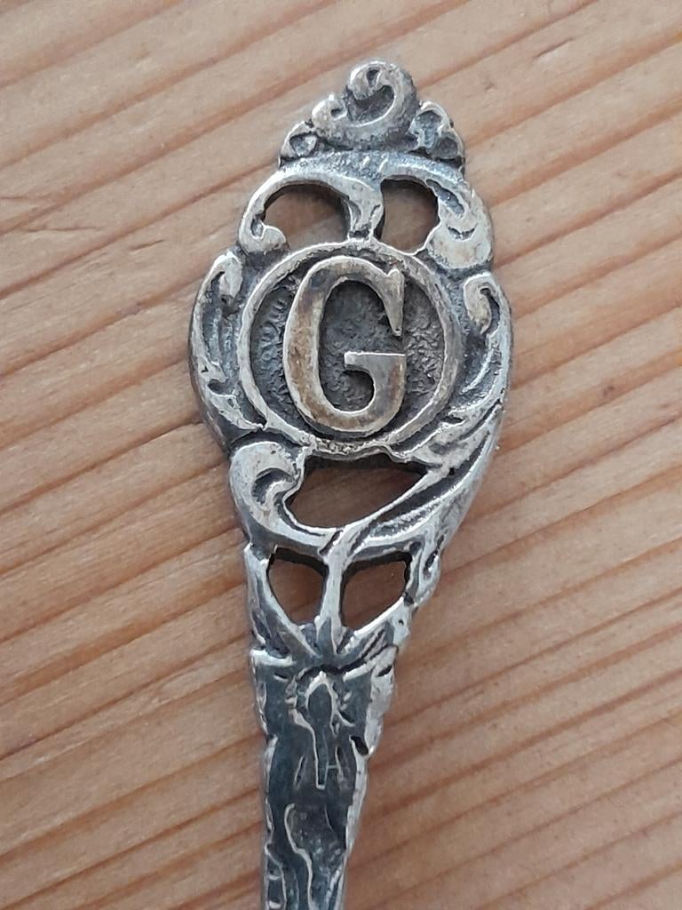 Verzilverd theelepel met letter G thee lepel, Ophalen of Verzenden