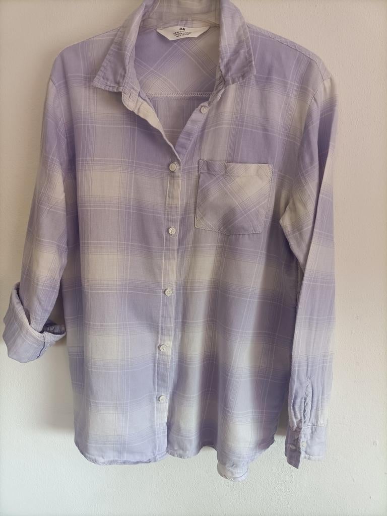 Lila wit overhemd blouse 152, Kinderen en Baby's, Kinderkleding | Maat 152, Ophalen of Verzenden, Zo goed als nieuw