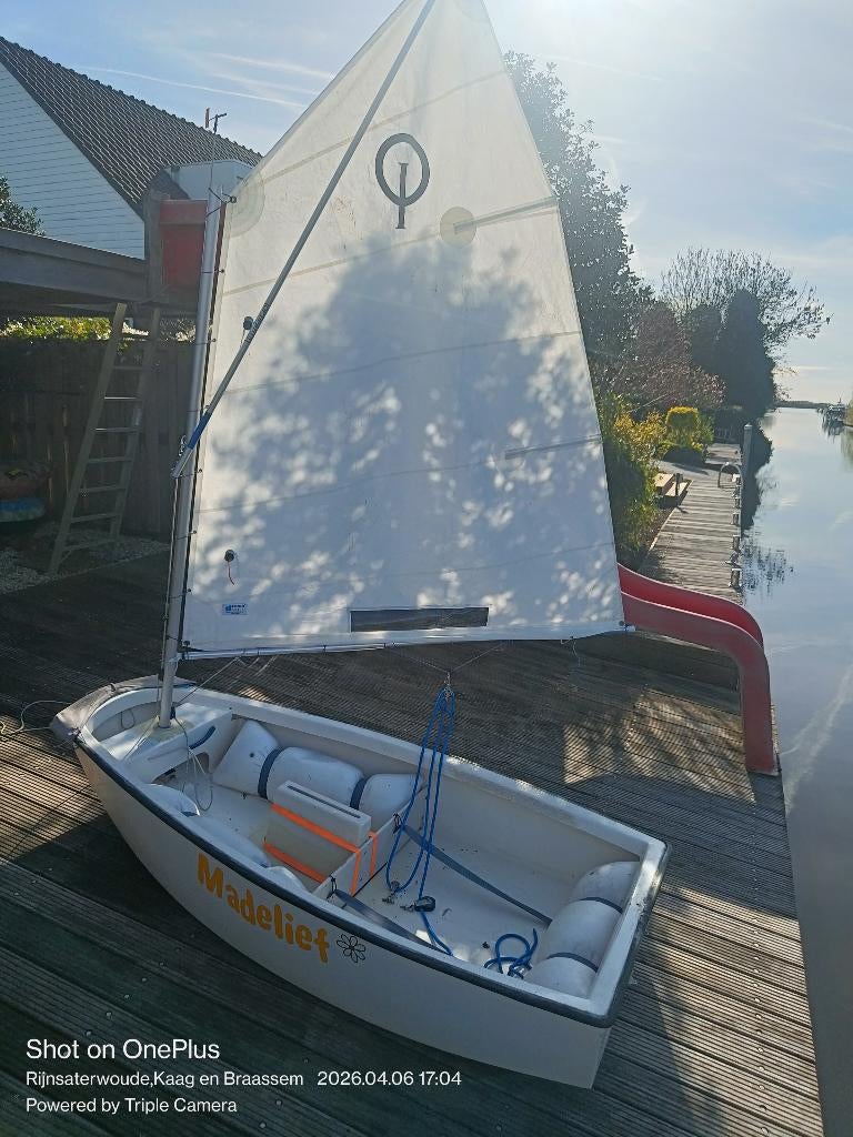Zeilboot Optimist voor de beginnende zeiler, Watersport en Boten, Ophalen, Geen motor, Gebruikt, Optimist