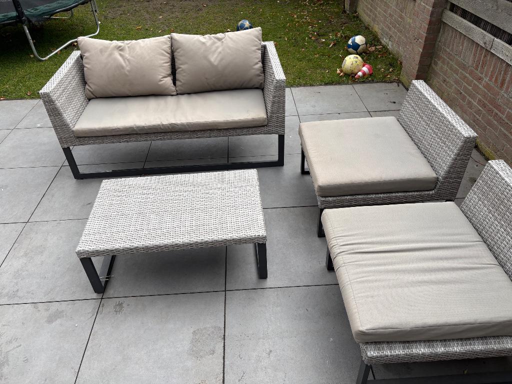 Loungeset, Tuin en Terras, Ophalen, 5 zitplaatsen, Kunststof, Bank