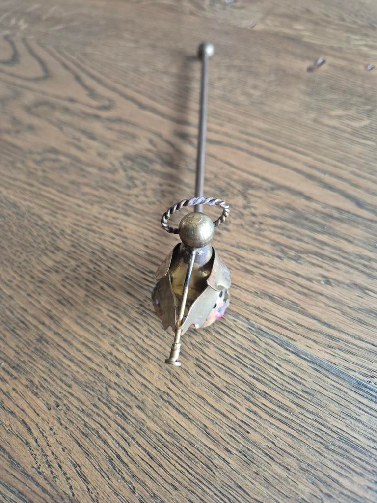 Koperen engel met lange staaf kaars dover, Antiek en Kunst, Ophalen of Verzenden