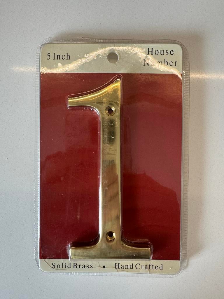 Massief messing huisnummer 1, Ophalen of Verzenden, Nieuw