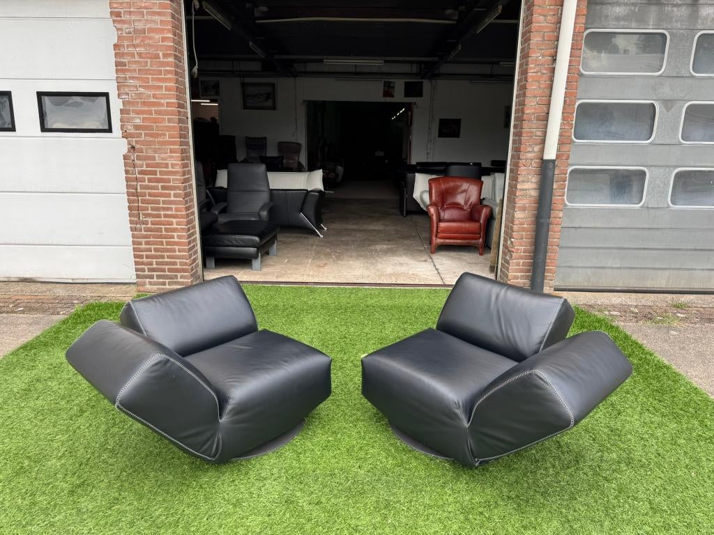 Leolux Rising Dunes fauteuils zwart design relax stoelen, Ophalen, Twee, Geen, Design