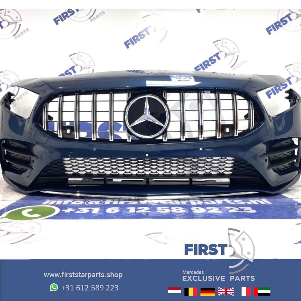 W177 AMG A35 VOORBUMPER A KLASSE 2020 35 BLAUW COMPLEET MET, Gebruikt, -, Voor, Ophalen of Verzenden