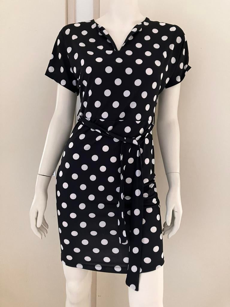 Bodyflirt polkadot jurk zwart wit , mt XS, Zwart, Ophalen of Verzenden, Zo goed als nieuw, Maat 34 (XS) of kleiner