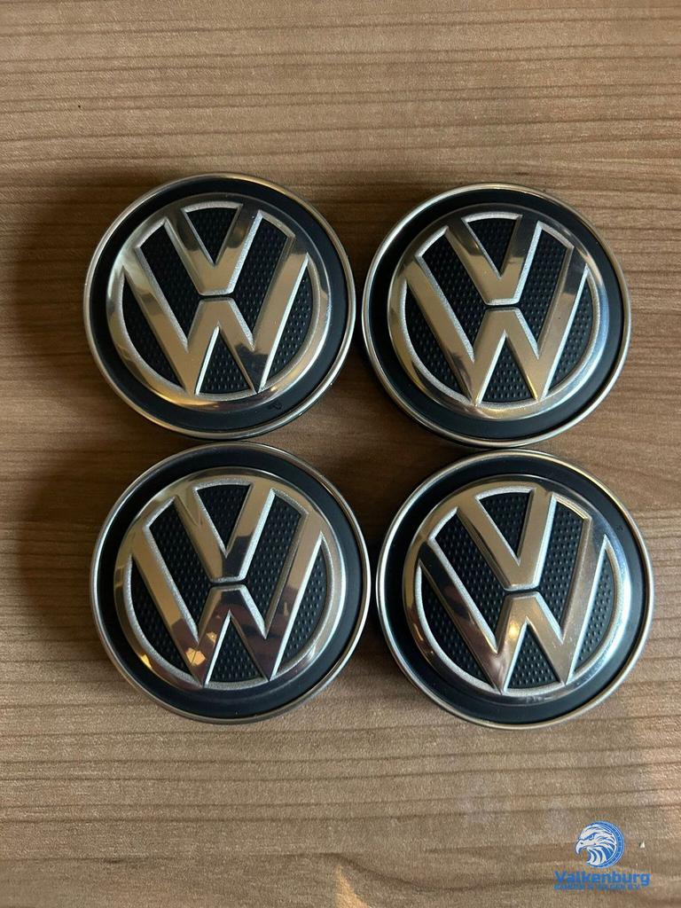 ORIGINELE VW Volkswagen naafkap naafdop set zwart chroom, Auto diversen, Wieldoppen, Gebruikt, -, Verzenden, -