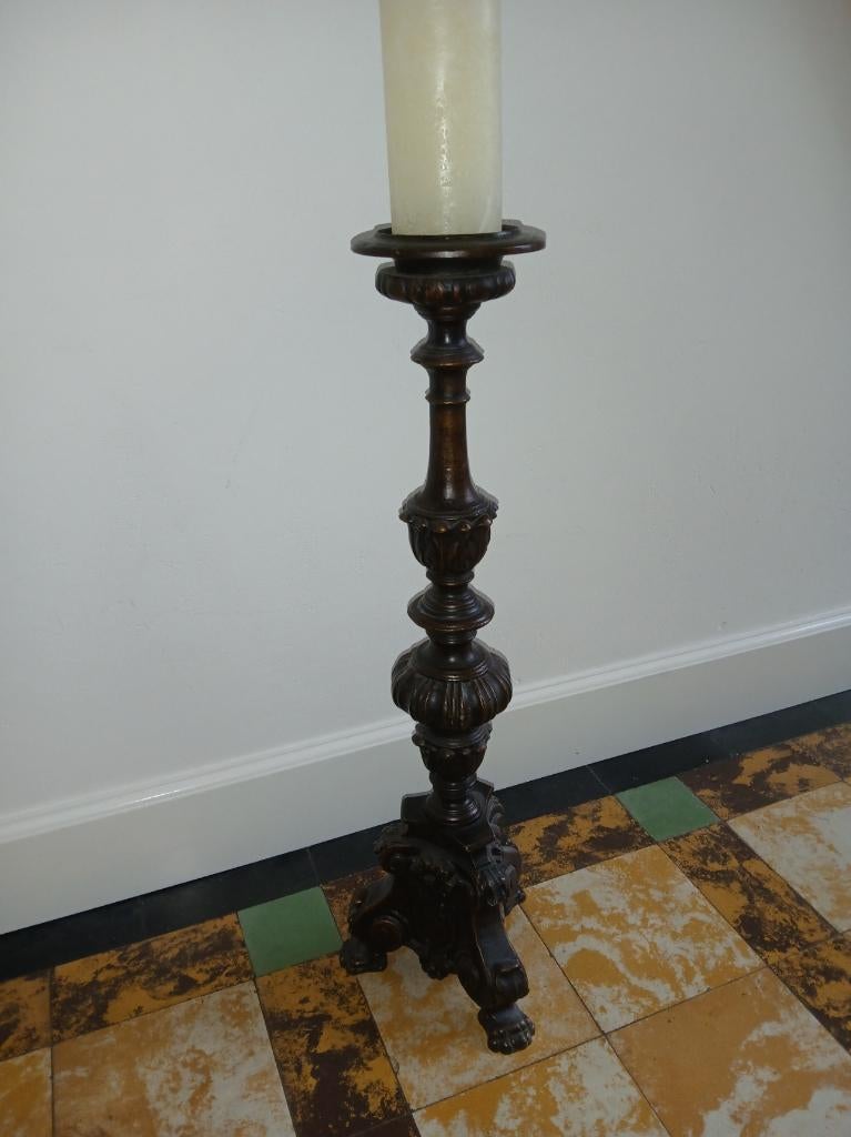 antieke zware bronzen kandelaar, Antiek en Kunst, Antiek | Kandelaars, Ophalen of Verzenden, Koper of Brons